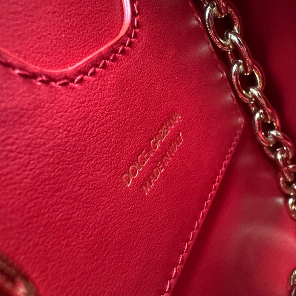 Dolce & Gabbana Red Patent Leather Mini Crossbody with Gold DG Emblem - Picture 7 of 9